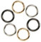 Goiern® Pack of 6 Ring Round Carabiner Hooks, 3 Colours 28 mm Ring Carabiner Spring Key Ring Buckle Ring Clasps for Key Chain, Rucksack，Gold, silver, Schwarz