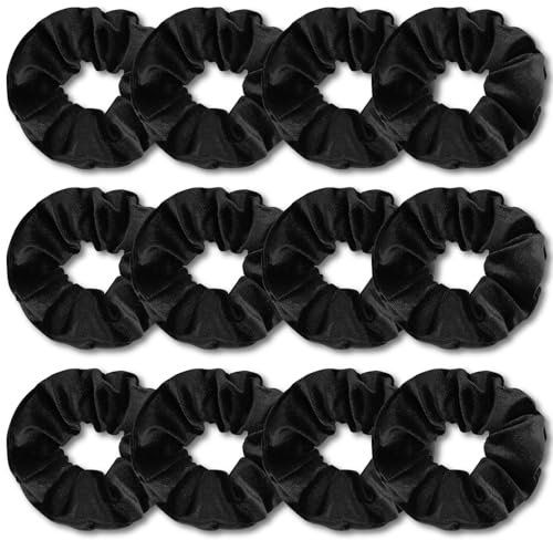 Kavya Haargummis Mädchen Scrunchies Samt, Haargummi Damen Monochrom Haarbänder Mädchen Elastische Zopfgummis Damen 12 Stück Weich Haarschmuck
