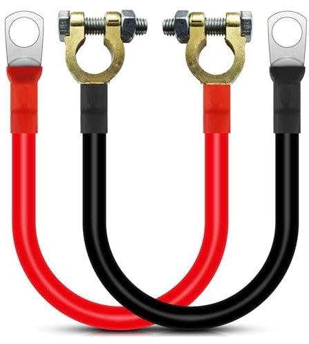 ANBOO 2Pcs 2AWG 50cm Car Battery Cables, 35mm² 12V/24V Auto Battery Cables, Red Black Battery Terminals Connectors, for Auto, Truck, Motorcycle, Solar, RV, Marine
