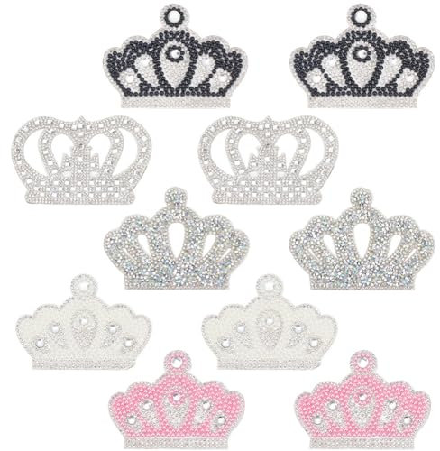 BEUNITONE 10 Stück Krone Patches Eisen Auf Strass Krone Patches Kristall Krone Patches Nähen Auf Krone Gestickt Applikation Zum Diy Kleidung Kleid Hüte Schuhe Taschen