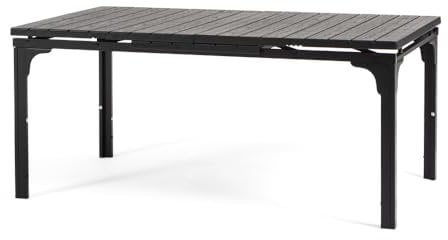 RATTATAN Thomas XL - Ausziehbarer rechteckiger Gartentisch mit Stahlgestell und hochwertiger Platte aus Polyethylen in raffiniertem Holzdesign (Anthrazit)