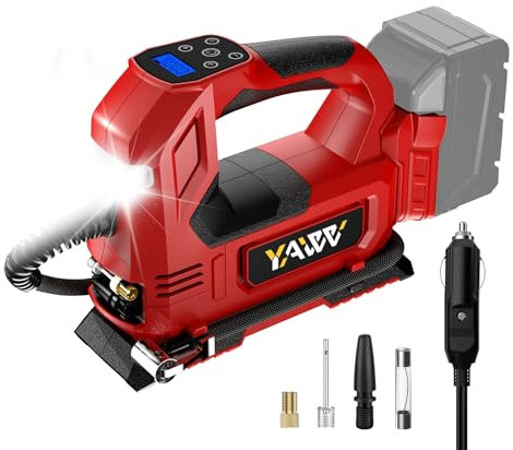 Cordless Tire Inflator Air Compressor for Milwaukee M18 Battery, 160PSI Portable LED Light Handheld Air Pump with Digital Pressure Gauge for Cars Motorcycles Bikes Sport Balls(Battery Not Included)