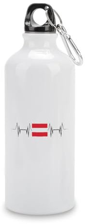 Guangpat Heartbeat Österreich-Wasserflasche, Aluminium, 590 ml, tragbare Fahrrad-Trinkflasche für Sport, Fitnessstudio, Outdoor, Reisen, Schule
