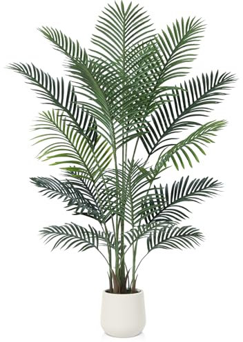 Kazeila Artificial Palm Tree 150cm Tall Artificial Plants Indoor Fake Palm Tree in White Pot for Home Office Balcony Bathroom Decor(1Pack)