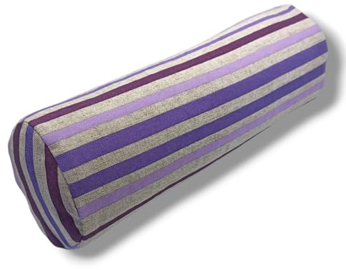SAVASANAS - Mini Bolster cylindrique pour yoga Lilas 40x14cm pour les cervicales, les genoux, les épaules ou comme siège du yoga - Housse lavable - Rembourrage fait à partir de balle d'épeautre bio