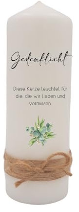 Milaboo® Trauerkerze personalisiert mit Band und Schleife I Erinnerung an geliebte Menschen I 20 x 8 cm Kerze I Andenken an verstorbene und Geschenk für trauernde (Gedenklicht)