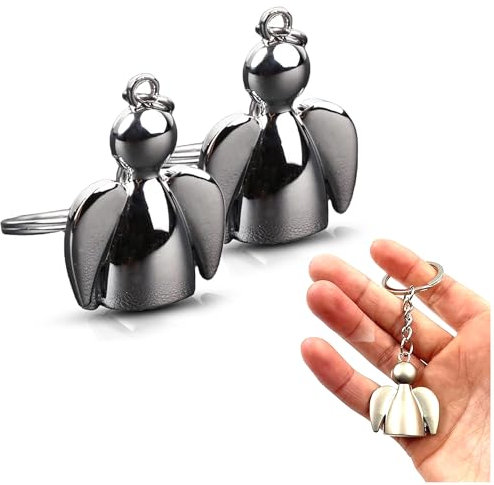 Hezhou 2 Pcs Porte-clés au motif ange gardien Porte-clés Ange Gardien Porte-clés Porte-clés Angel Guardian Angel Porte-clés en métal argenté pour femmes, petite amie, collègues (Moderne)