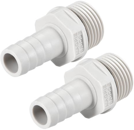 YOKIVE Raccord de Tuyau Barbelé 2 Pièces, Adaptateurs de Connecteurs Barbelés pour Tuyau d'Air en Pvc, Idéal pour le Transport de l'Eau (Gris, 12 mm Ou 15/32 Barbelé x 1/2 G Mâle)