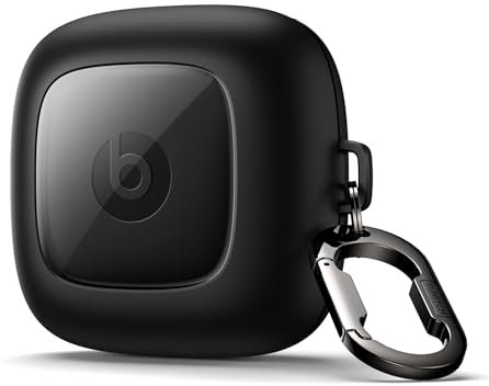 SURITCH Funda para Powerbeats Pro, Antichoque Magnética Funda Protectora de TPU con Magnetismo Bloqueo de Tapa y Llavero con Mosquetón y Ventana Transparente con Logotipo para Powerbeats Pro(Negro)