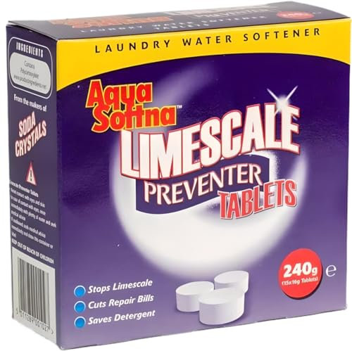 AMK® Dri Pak Aqua Softna Preventer Tablets Pack of 15 Soften Water Prevent Limescale Build Up Reduce Washing Machine Damage Ideal for Hard Waters