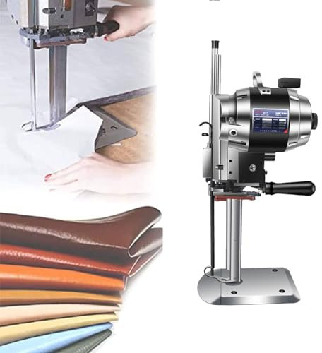 CGCSYZ Fabric Cutting Machine, Industrial Fabric Cutter with 360° Universal Wheel, 360° LED Lighting and Automatic Sharpening, 7 Different Sizes and 3400rpm/min Speed, Smooth and Burr-Free, for Sil(
