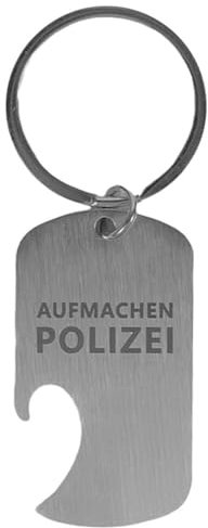 UV STYLISH Aufmachen Polizei Flaschenöffner Schlüsselanhänger als Geschenk, aus Edelstahl Bier Flaschenöffner für Bier Dosen Küche Bar Restaurant Männer Freund lustig Festival (Rot)
