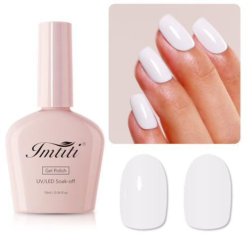 Imtiti Gel Polish, White Soak Off LED UV Nail Gel for DIY Nail Art, Manicure Salon Starter Kit - 10ML