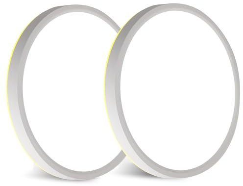LED Deckenleuchte Flach Deckenlampe 3 Farben 2700K/4000K/6500K Ø22CM 24W 2400LM IP44 Lampe Decke Rund Modern Badezimmer Lampe Badlampe LED Deckenleuchte 2 Stück Weiß mit 5W Nachtlicht Warm