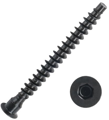 YaaYii M6.3 x 40mm Confirmat Screws Black 100 PCs, Hex Socket Drive Countersunk Furniture Connecting Self-Tapping Screw Set Carbon Steel Zinc Plated