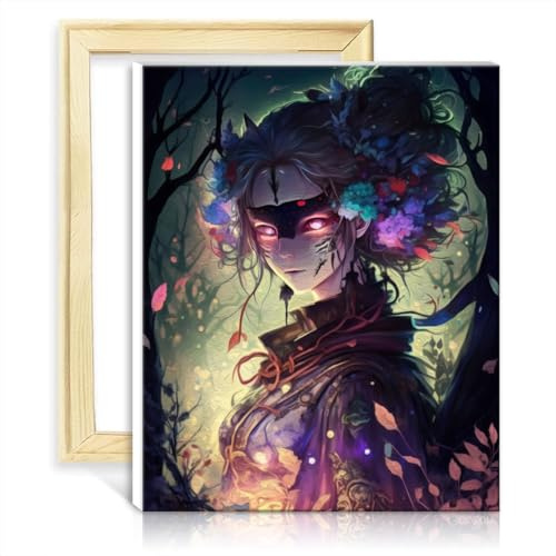 TANGFEIY Kits de peinture par numéros Manga Girl Enfants Adultes Peinture avec pinceaux Pigment acrylique Peinture numérique Images pour décoration murale de la maison Cadeaux avec cadre (30x40cm)