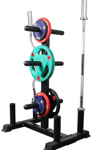 Barbell Plate and Dumbbell Racks Tree, 4-Pegs 6-Pegs Olympic Weight Tree, 2” Olympic Plates, for Home Gym Bumper Plate Storage