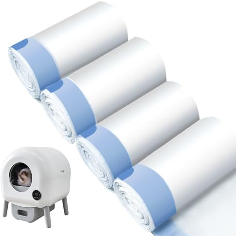 Cat litter box - Sac à litière autonettoyant pour chat - Résistant aux frottements - Avec poignée de transport - Sacs à litière durables - 4 rouleaux de sacs à litière pour chat - 80 pièces