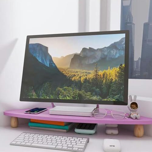 GUHPZA Dreieckiger Monitorständer/Eckständer für den Schreibtisch, universeller Computer-Bildschirmständer für Monitor und Laptop, stabile Schreibtischablage mit Aufbewahrungsfunktion, Pink