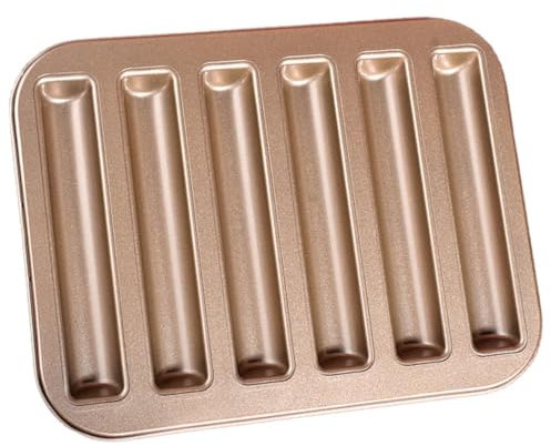 OFFSCH Moules De Cuisson Antiadhésifs en Métal pour Pâtisserie 6 Cavités Longues Dorées Moules à Gâteau Ménagers pour Four Cuisson Maison