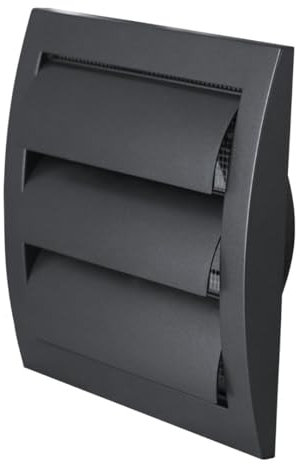 LIRAST Grille d'aération pour sèche-linge extérieur de 10,2 cm, anthracite – Grille d'aération en plastique ABS avec écran intégré et persiennes automatiques – Évents d'aération CVC pour mur