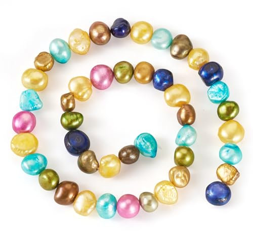 Beadthoven - 1 filo di perle d'acqua dolce coltivate in modo naturale, colorate, in stile barocco, a forma di patata, perle d'acqua dolce per la realizzazione di collane, bracciali e gioielli, foro: