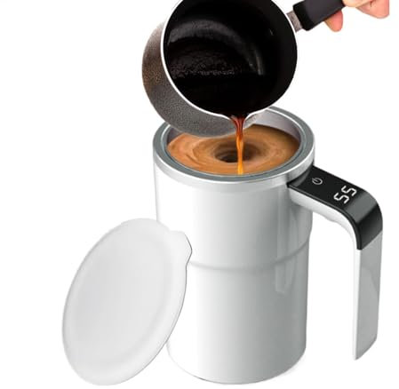 Tasse à café intelligente avec couvercle, tasse à mélanger magnétique, tasse à mélange automatique avec écran LCD de la température, tasse à café rechargeable, tasse à café intelligente, tasse à