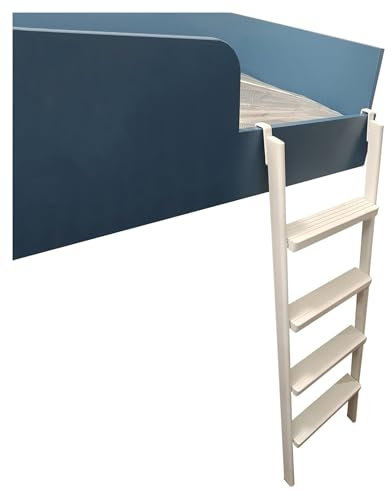 IQQOPVHG Bunk Bed Ladder for School Dorm Room Camper Motorhome Trailer Step Climbing Ladder with Wood Pedal White 1.75m