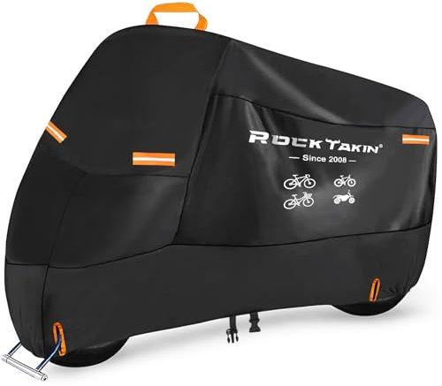 Bike Cover for 1 Bike Outdoor Waterproof, 300D Oxford Heavy Duty Bicycle Cover Rain Dust UV Wind Proof Bike Tarp with Reflective Strips Storage Bag for Mountain Road Electric Bike