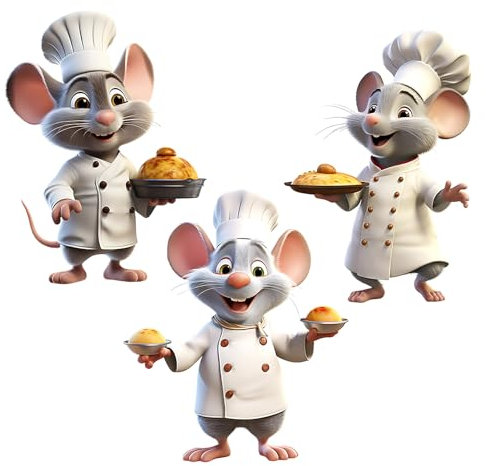 UOCAI 3 Stück Wandtattoo Küche Cartoon Kochmaus, Wandaufkleber Küche, Wandsticker Küche, Süss Kleine Maus Backdrop für Wohnzimmer, Schlafzimmer und Kinderzimmer (10 * 11.5cm)