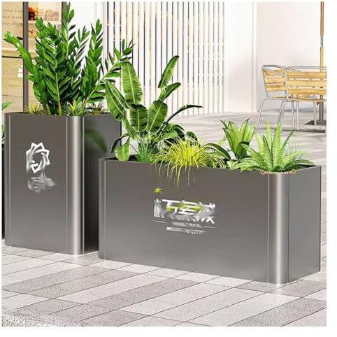 Macetero De Acero Inoxidable Jardinera Rectangular De Metal Jardineras De Exterior Combinadas para Embellecer El Entorno(150x60x70cm)