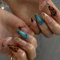 JUSTOTRY 24 Pcs Leopard Almond False Nails Short,Press on Nails with 3D Sculpting Metallic Pattern,Glossy Fake Nails Medium for Nail Art,White and Brown French Oval Pearls Stick on Nail for Women