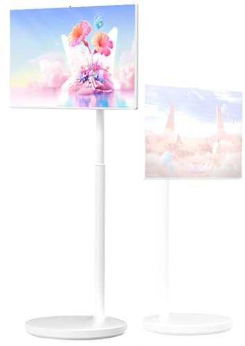 SHENGSHIYU 4K Television Portatil 32, TelevisióN Portátil sobre Ruedas para Sala, Cocina, Dormitorio, Balcón, Rotación/Inclinación Televisor Pantalla Táctil para Toda la Familia,8+256G