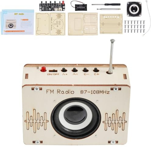 DASIAUTOEM Radio Bausatz, DIY Kits Holz Radio, Lackierbares Spielzeug, Lautsprecher Bausatz, Holz Experimente Wissenschaft für Kinder, Elektronik Baukasten, Kinder Spielzeug, Geschenke ab 8-12 Jahre