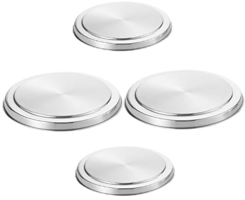 SHINEOFI Set 4 Pezzi Copri Fornelli in Acciaio Inossidabile per Piano Cottura Elettrico a Gas, Copertura Tonda per Cucina, Design Moderno e Resistente