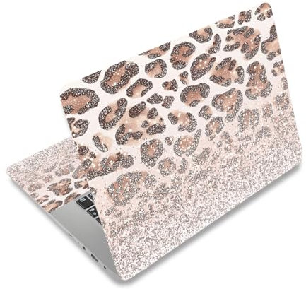 PLIGREAT Laptop Skin Aufkleber Im Kreativen Stil Passend Für 12 13 13.3 14 15 Zoll Laptops Farbverlauf Glitzer Leopardenmuster Universell Abnehmbar Wasserdicht Notebook Kunstaufkleber