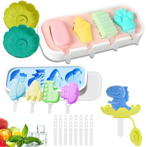 2 Stück Eisformen Silikon Formen,Stieleisformen Mit 2pcs Tropffrei Eis am Stiel-Halter für Kinder,Popsicle Molds Set,Eiscreme form-Cake Pop Ice Lolly Mould Eis Selber Machen Dessertform