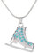YIQPKUM Elegant Versilbert Schlittschuh Halskette Funkelnd Kristall Wintersport (Blau)