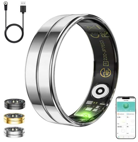 Bclsks Gifts Christmas for Women Men,Smart Ring for Women Men,Health & Activity Tracker with Heart Rate,Sleep Monitoring/Blood Oxygen/Motion Tracking,Waterproof & No Subscription Required Silver 11