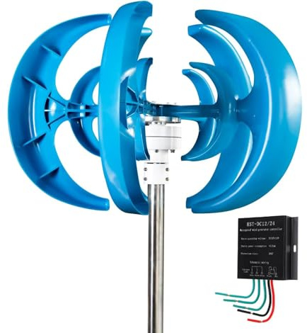 Kit turbina eolica orizzontale per la casa - Generatore ad asse verticale 12V/24V, efficiente sistema PM trifase con lame e controller per soluzioni di energia rinnovabile