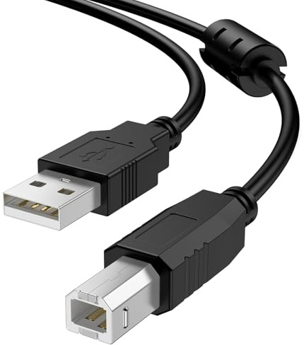 USB Printer Cable USB 2.0 USB-A to USB-B High Speed for HP Canon Dell Epson (Black, 1.8M)