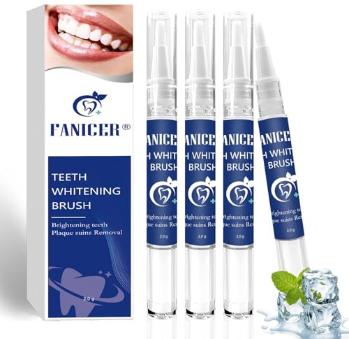 Lot de 4 Saveur Naturelle de Menthe Stylo Gel Blanchiment, Blanchir les Dents Facilement, Stylo de Blanchiment Professionnel, Gel Blanchir des Dents, Nettoyer la Saleté Dentaire