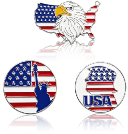Patriotische amerikanische Flaggen-Brosche, Anstecknadel-Set, Emaille-Anstecknadeln mit Adler-Motiv, Freiheitsstatue, USA-Flagge, für Veteranentag, 4. Juli, Gedenktag, Dekoration, Sportveranstaltungen