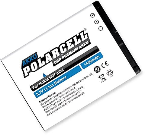 PolarCell BL-4D Akku für Nokia N97 mini | Nokia E5-00 - E7-00 - N8-00 | 808 Pure View | 1400mAh Starke Ersatz-Batterie | 17% mehr Kapazität als der Original-Akku | selektierte A+ Qualitätszellen