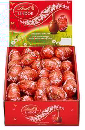 Lindt Schokolade LINDOR Eier Thekendisplay | 1344 g | Ca. 48 LINDOR Eier Vollmilch mit zartschmelzender Füllung | Oster Schokolade | Schokoladengeschenk | Ostereier | Schokoeier | Großpackung