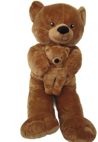 Sweety Toys 4256 Teddy Mama mit Baby 4256_braun Teddybär 90cm Plüschbär Stoff Puppen Tier Kinderzimmer Deko (Braun)