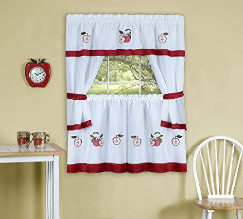Achim Home Furnishings, Red Gala Embellished Cottage Set with Tier Pair, 58 by 36 (GLCS36RD12)