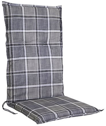 greemotion Sesselauflage Marbella hoch, Sitzauflage mit Schaum-/Fließfüllung, Rückenkissen mit Zugbändern, Sitzkissen mit edlem Stehsaum und Karomuster