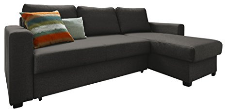 Atlantic Home Collection DUBLIN Schlafsofa mit Bettkasten, Polyester, Anthrazit, L-Form Sofa