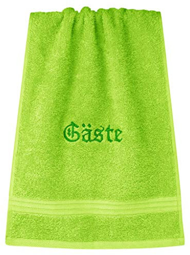 Lashuma Gästetuch Bestickt mit Gäste, 30x50 cm Linz, WC Handtuch Grün - Apfel, Frotteetuch Badezimmer